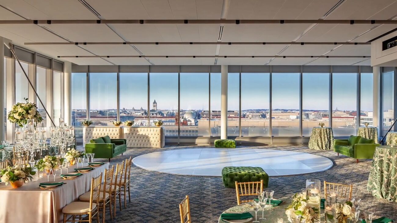 Private event space overlooking Washington from the International Spy Museum